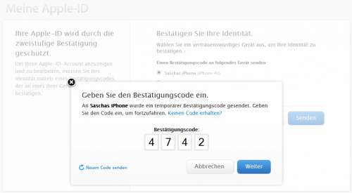 2FA - Code eingeben